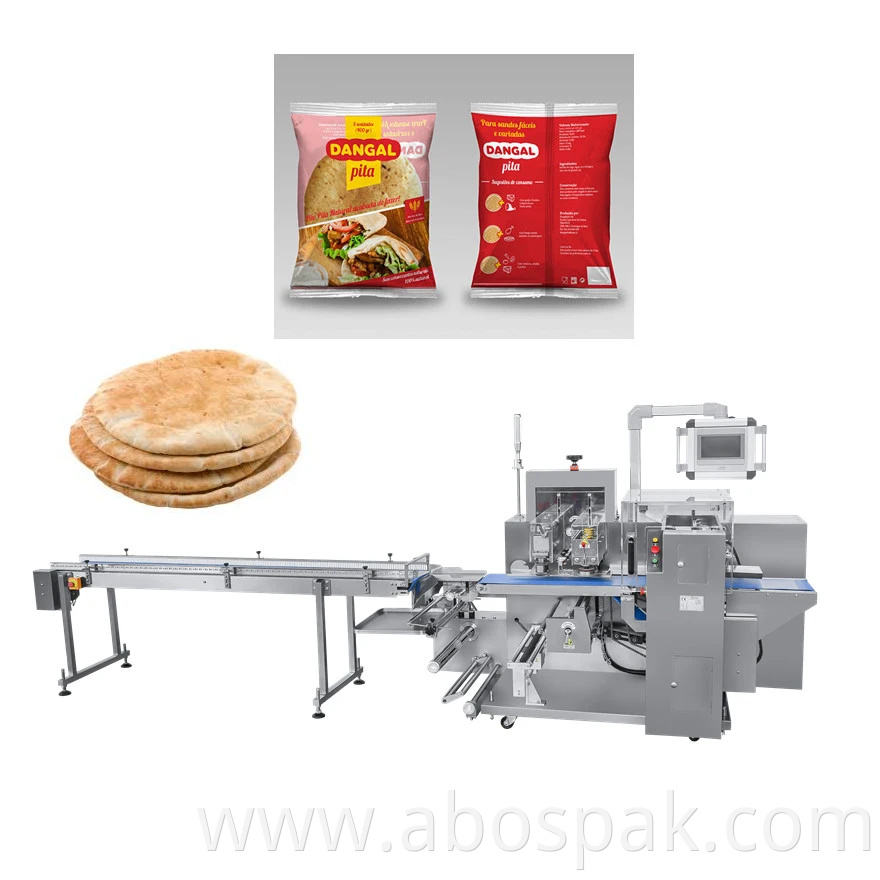 Automatic Tortillas Chapati Pretzel Flow Food Packaging Horizontal Packing Sealing Machine